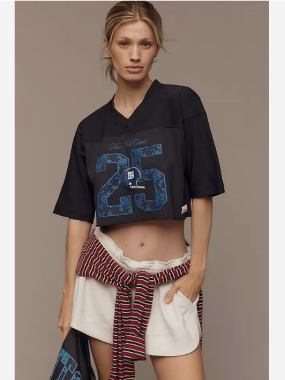NWT ANTHROPOLOGIE MITCHELL & NESS NFL GIANTS CROPPED JERSEY
